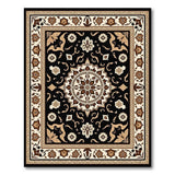 Traditional Persian Black Medallion Area Rug
