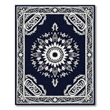 Navy Traditional Persian Rug with White Mandala