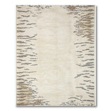 Abstract Neutral Area Rug with Organic Dark Streaks