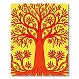 Bold Red Tree of Life on Yellow Area Rug