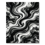 Abstract Ink Swirl Black White Area Rug