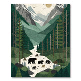 Mountain Bears Forest Area Rug