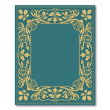 Ornate Teal Gold Filigree Border Area Rug