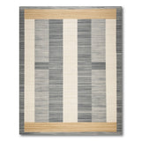 Grey Vertical Stripe Geometric Area Rug