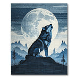 Howling Wolf Moonlit Mountains Area Rug