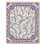 Ornate Blue Vine Floral Border Area Rug