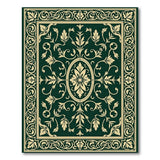 Elegant Emerald Green Persian Area Rug with Gold Floral Medallion