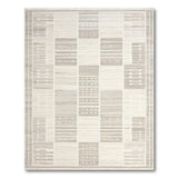 Neutral Geometric Block Area Rug with Fringe