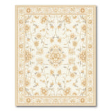 Beige and Neutral Elegant Ivory Floral Persian Area Rug