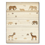 Beige Safari Elephant Giraffe Kids Rug