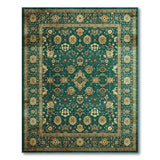Teal Persian Area Rug with Gold Motifs