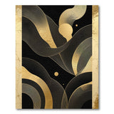Black Gold Abstract Wave Area Rug