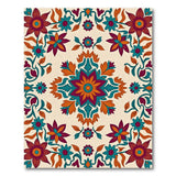 Vibrant Teal Magenta Floral Persian Rug
