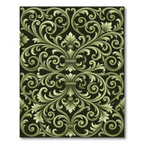 Ornate Green Baroque Floral Area Rug