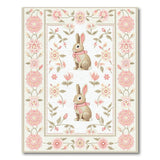 Charming Pink Bunny Floral Vintage Rug