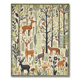 Whimsical Woodland Deer Forest Area Rug