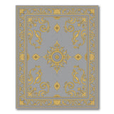 Ornate Gold on Grey Medallion Area Rug