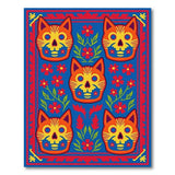 Vibrant Calavera Cat Skull Floral Rug