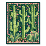 Green Southwestern Cactus Bloom Area Rug