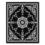 Ornate Black White Persian Medallion No. 7 Rug