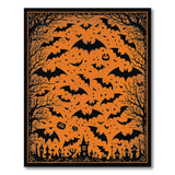 Vintage Halloween Bats Pumpkins Orange Rug