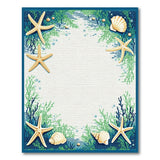Teal Starfish Seashell Coastal Area Rug