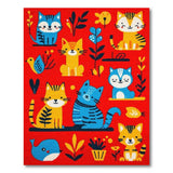 Multi-color and Patterns Playful Cartoon Cats Area Rug