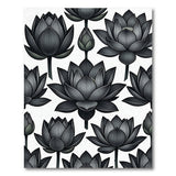 Black Lotus Blossom Pattern Area Rug