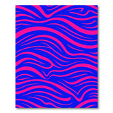Bold Neon Blue Pink Wavy Zebra Area Rug