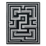 Black White Geometric Maze Area Rug