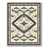 Southwestern Geometric Tribal Area Rug in Black Beige