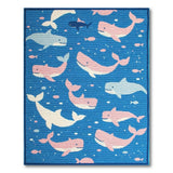 Playful Cartoon Whales and Sharks Kids Rug