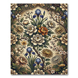 Vintage Floral Peony Iris Area Rug