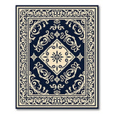 Navy Blue Ornate Persian Medallion Blue and Teal Rug