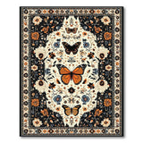 Black Monarch Butterfly Floral Persian Area Rug
