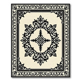 Ornate Black Persian Area Rug on Beige