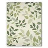 Green Botanical Green Leaves Area Rug
