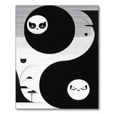 Yin Yang Cats Area Rug - Black White Geometric Design
