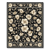 Vintage Black Ivory Floral Area Rug