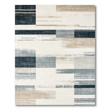 Distressed Grey Geometric Stripe Area Rug