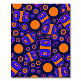 Vibrant Orange Blue Geometric Pattern Area Rug