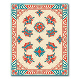 Teal Coral Floral Persian Area Rug