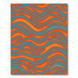 Vibrant Teal Orange Wavy Area Rug