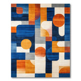 Bold Geometric Blue Orange Area Rug