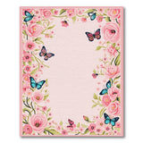 Pink Roses and Butterflies Floral Area Rug