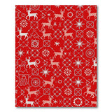 Festive Red Reindeer Snowflake Pattern Rug