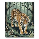 Prowling Tiger in Misty Forest Area Rug