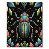 Teal Jewel Beetle Vibrant Floral Area Rug