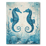 Embracing Seahorses Blue Teal Coastal Rug