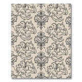Beige and Neutral Elegant Floral Damask Beige Area Rug